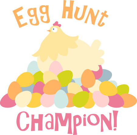 Easter hen eggs lay eggs that are naturally tinted with diferent colors pick those colorful hen with eggs designs by embroidery patterns.のイラスト素材