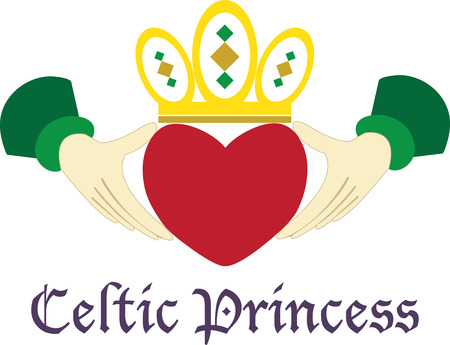 The Claddagh ring is a traditional Irish ring given which represents love loyalty and friendship.pick those design by embroidery patterns.のイラスト素材