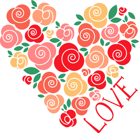 Roses of red grow in my heart and they will never wither. Pick those designs by embroidery patterns.のイラスト素材