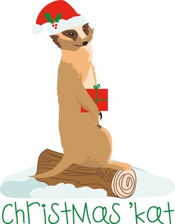 This cute Meerkat is here to wish you a very happy Christmas. Celebrate the happinessのイラスト素材