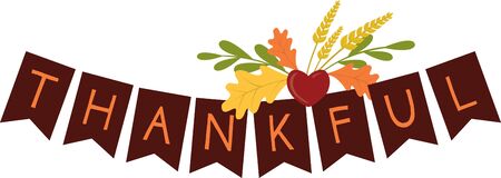 Use this thankful banner design to help celebrate Thanksgiving on your holiday project.のイラスト素材