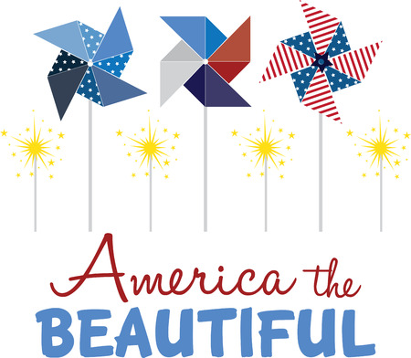 make them these pretty 4th of July pinwheels  or just make them for fun and decorationsのイラスト素材