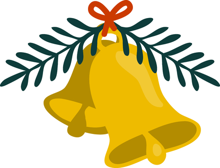 Make the season fun and festive with this holiday bell .with this design by embroidery patterns.のイラスト素材