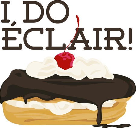 Yummy dessert favorite; chocolate clair with a cherry on top.  Stitch this onto your embroidery project for yummy results!のイラスト素材