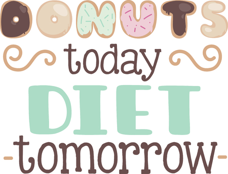 All kinds of donuts make up these fun letters that spell out this favorite treat.  Yummy for so many kitchen embroidery projects.のイラスト素材