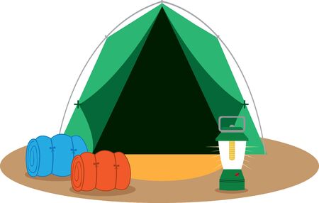 less time putting up the tent and more time enjoying their camping tripのイラスト素材