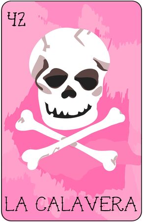 Our colorful collection of loteria cards features the entire collection of all the famous characters.  This is card 42 of the set featuring La Calavera.のイラスト素材