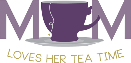 Tea with my Mom is a wonderful thing.with this design by embroidery patterns.のイラスト素材