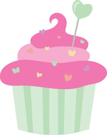 Give your valentine a delicious cupcake to say I love you.のイラスト素材
