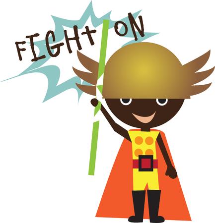 Kids will love this Little Hero design on a school backpack or their casual clothing.のイラスト素材