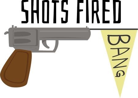 Kids would go bang bang on this design which would just be perfect on their backpack or clothing.のイラスト素材