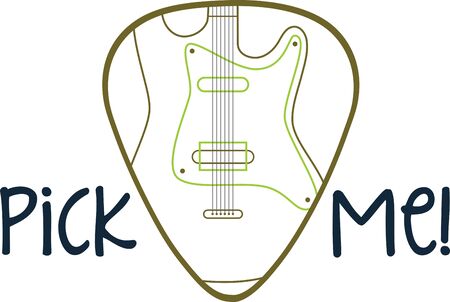 Guitar pick with electric guitar for music lovers.のイラスト素材