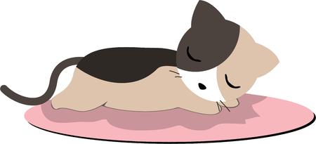 With pounce-perfect poise and a whisper-soft tongue, the ever-finicky feline works its magic on your heart. Cat lovers delight in the adorable design on t-shirts, kitchen towels and more.のイラスト素材