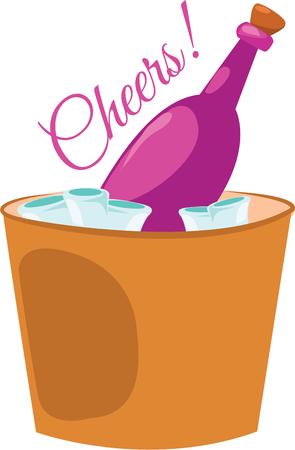 Use this ice bucket and bottle for a romantic gift for a lover.のイラスト素材