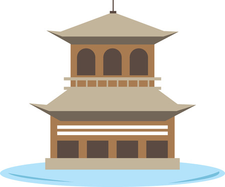 Use this Oriental building on a throw pillow or quilt.のイラスト素材