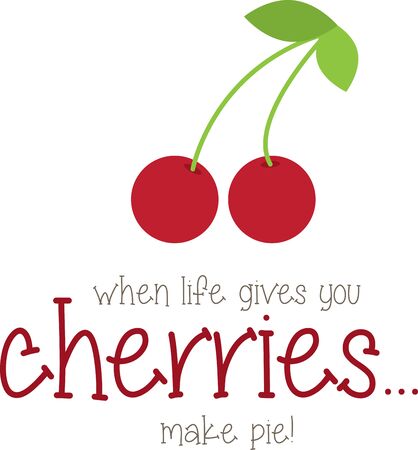 Create a splendid look for summer with these sweet cherries on place mats and linens!のイラスト素材