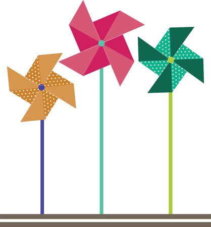 Pinwheels are great for summer garden decorating! Create a lovely splash of color to your garden, flower beds, and outdoor projects with this design.のイラスト素材
