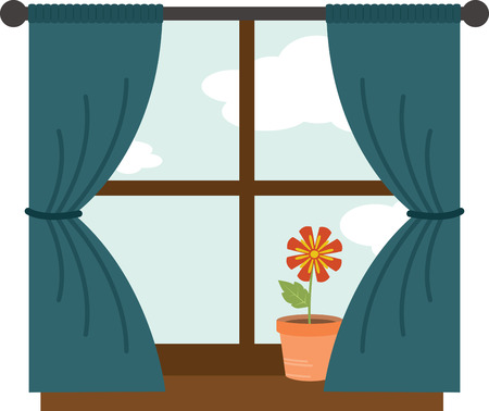 Decorate your home with a pretty flower in the windowのイラスト素材