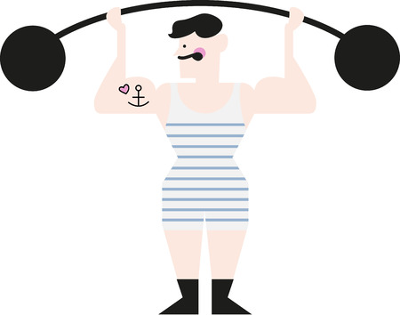 Illustrations of a masculine man lifting weightのイラスト素材