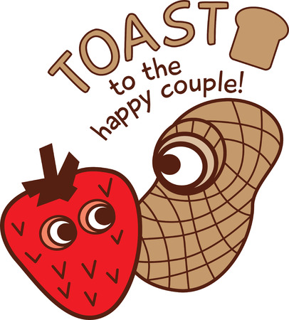 Cartoon strawberry and peanutのイラスト素材