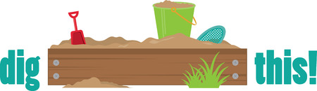 shovel, sand and bucket in the sandboxのイラスト素材