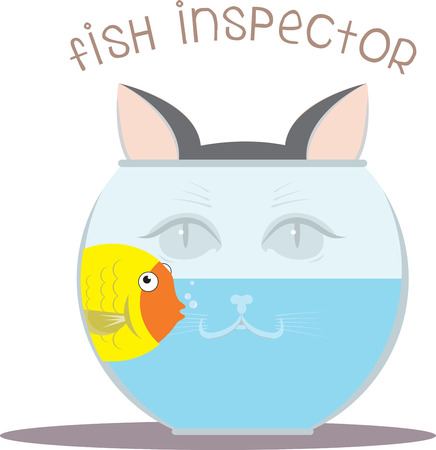 Here is a great photo of a curious kitten checking out his little friend in water.のイラスト素材