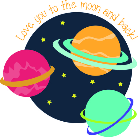 Join the heavenly bodies on a celestial journey with design on t-shirts, hoodies, hats, warm-ups and more for your little astronauts!のイラスト素材