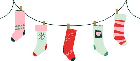 Conjure up the magic and excitement of Christmas with this design on kitchen linen, pillows, wall hangings, totes and more!のイラスト素材