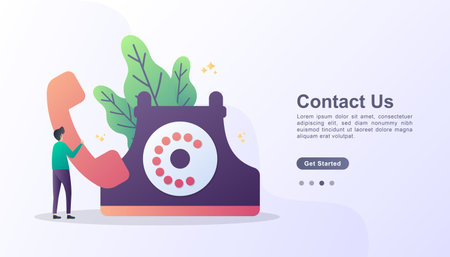 Contact us illustration concept with characterのイラスト素材