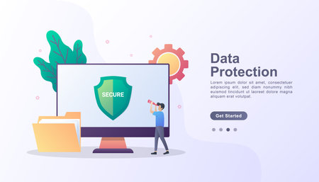 Data protection illustration concept with characterのイラスト素材