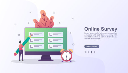 Online survey illustration concept with characterのイラスト素材