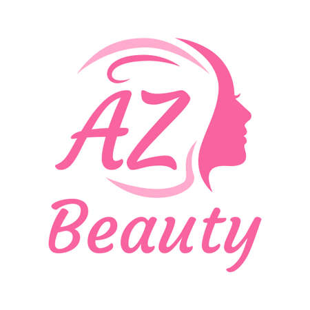 AZ Letter Logo Design with Female Face. Elegant beauty logo conceptのイラスト素材