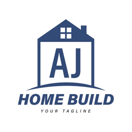 AJ Letter Logo Design with Home Icons, Modern Housing or Building Logo Conceptsのイラスト素材