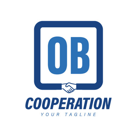 Ob Letter Logo Design With Hand Shake Icon Modern Cooperation Logo Conceptの イラスト素材 ストックフォト 写真素材のstock Foto ストックドットフォト