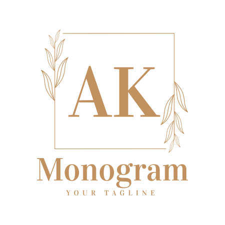 AK Initial A Logo Design with Feminine Styleのイラスト素材