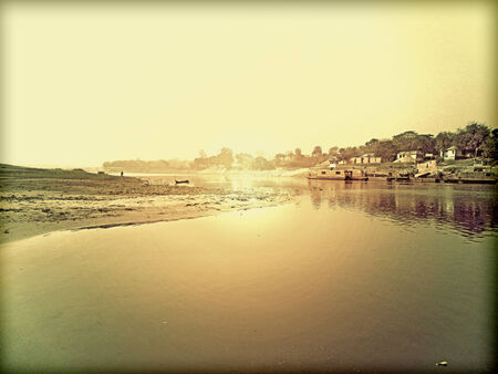 Landscape river and skyの写真素材