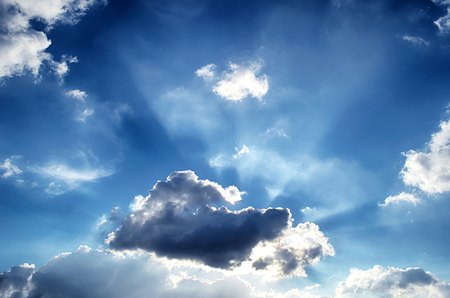 Sky with cloud and sun lightの写真素材