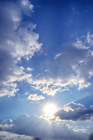 Sky with cloud and sun lightの写真素材