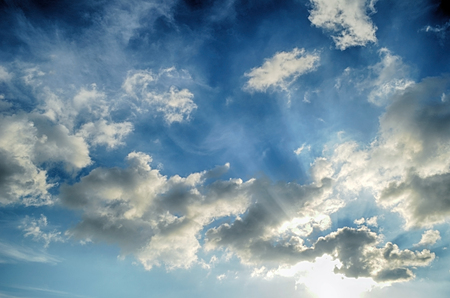 Sky with cloud and sun lightの写真素材