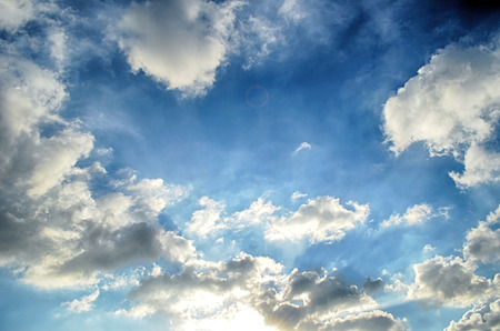 Blue sky with white cloudの写真素材