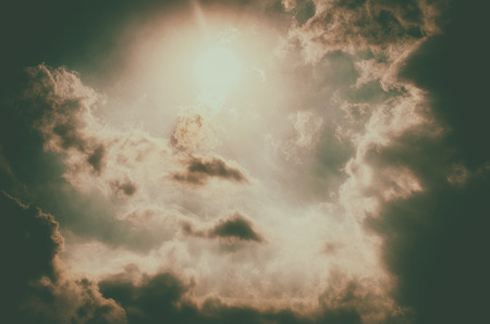 Cloud and sun on skyの写真素材