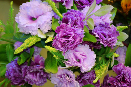Bouquet of purple flowers. Floral background. Close-up.の写真素材