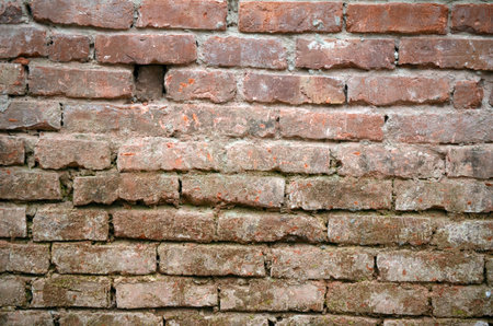 Old red brick wall texture background. Close up of old brick wall.の写真素材