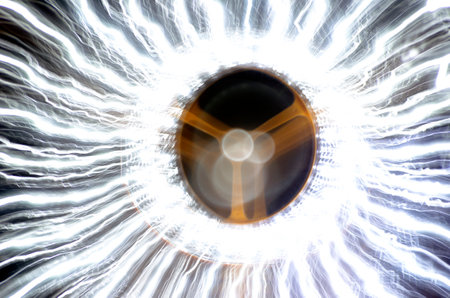 Lightning in the shape of a human eye. Abstract background.の写真素材