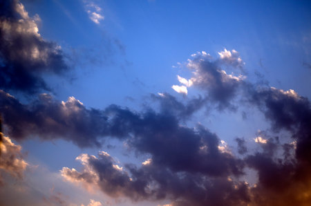 beautiful clouds in the blue sky at sunset, nature series.の写真素材