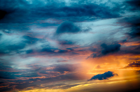 colorful dramatic sky with cloud at sunset. Sky background. Sky with clouds at sunset.の写真素材