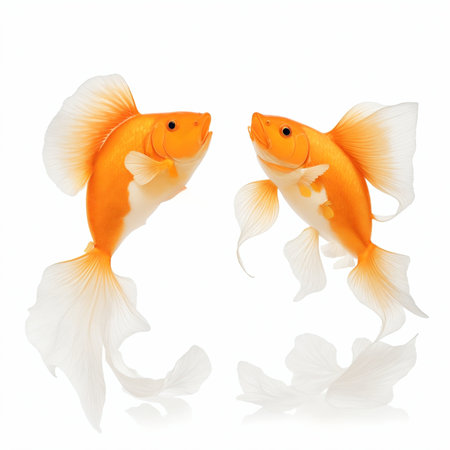 Goldfish isolated on a white background. 3d render illustration.の素材