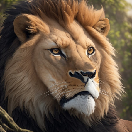 Portrait of a big male lion in the savanna of Africaの素材