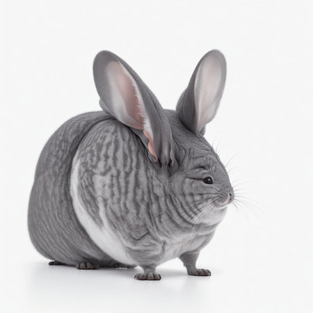 Gray chinchilla isolated on a white background. 3d renderの素材