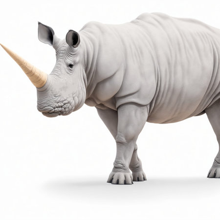 White rhinoceros isolated on white background. 3D illustrationの素材